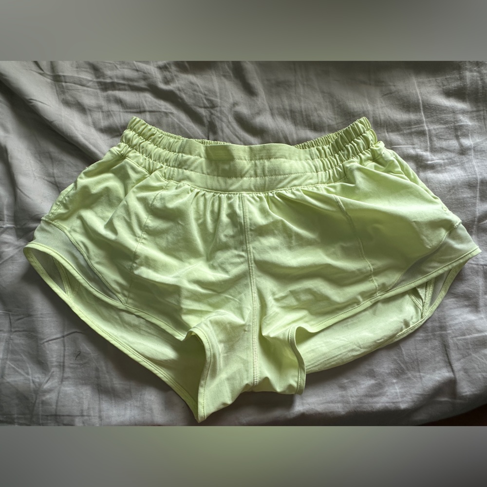 Neon green/yellow hotty hot lululemon shorts 2.5 inch